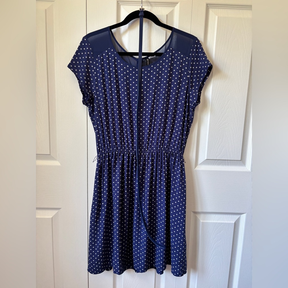 Navy and White Polka Dot Dress